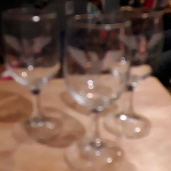 Other - SET OF  3  ETCHED GLASS  WINE GLASSES.